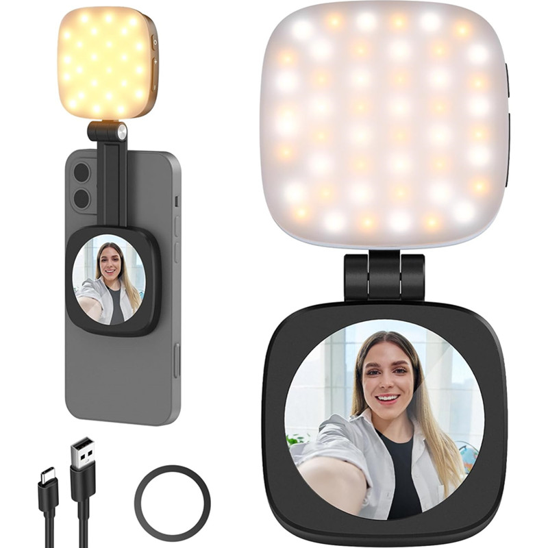 2 في 1 ضوء سيلفي للهاتف المغنا - مراجعة Photography Lighting Brands وسعره